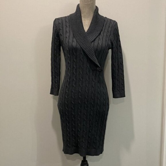 CALVIN Klein Grey Cable-knit Sweater Dress - Picture 7 of 14